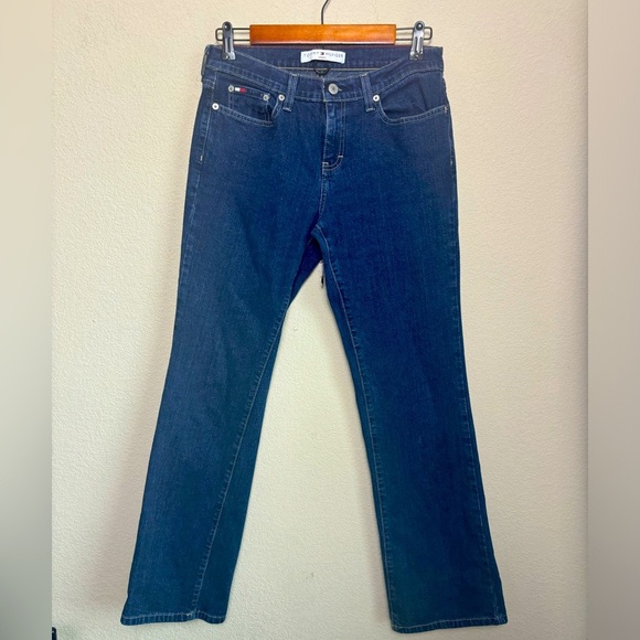 Y2K Tommy Hilfiger Dark Wash Mid-Rise Stretch Boot Cut Jeans 4 - Picture 1 of 7